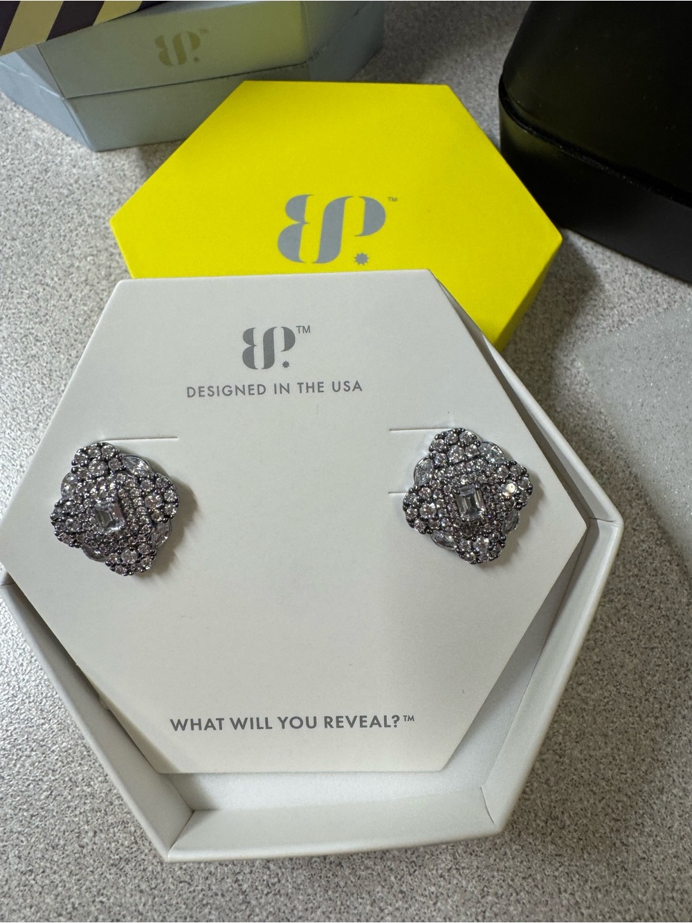 BP Pave Crystal Cluster Stud Earrings in Silver